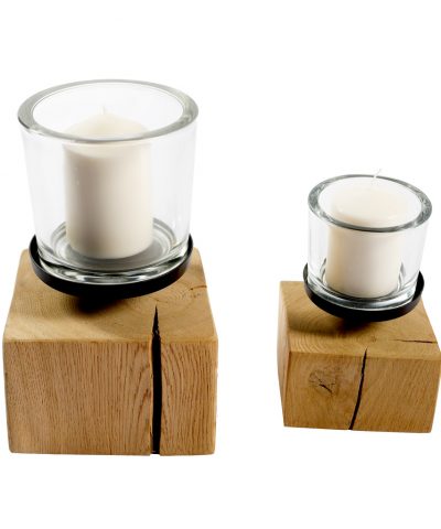 Tealight Madeira com Vidro