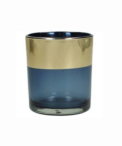 Tealight Azul com Faixa Dourada