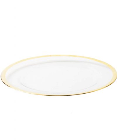 Prato Marcador Vidro com Fillet Dourado