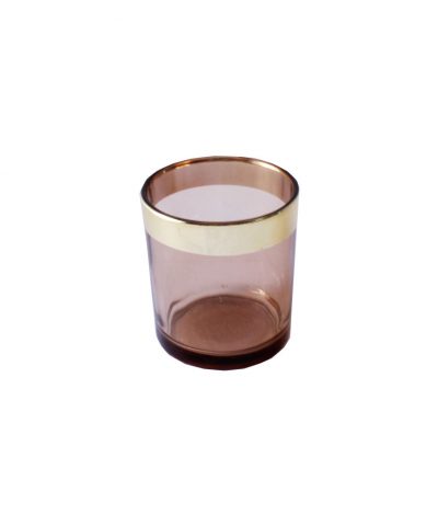 Tealight Fumado com Barra Dourada