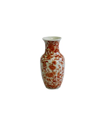 Jarra Floral Laranja e Branco