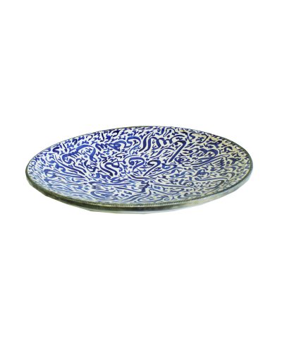 Prato Marroquino Padrão Azul e Branco
