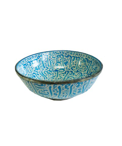 Taça Marroquina Padrão Azul Turquesa e Branco